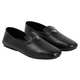 Mocassini Prada Triangle Logo in pelle nera Nero