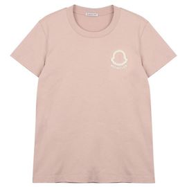 Moncler Camiseta de algodão bordada com logo Rosa