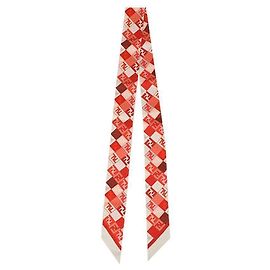 Fendi Bufanda estrecha de seda roja Optical Lappi FF Roja