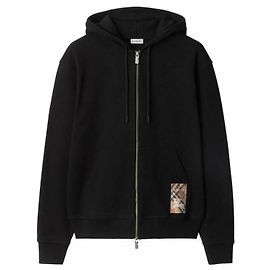Burberry Sudadera con cremallera de algodón a cuadros Negro