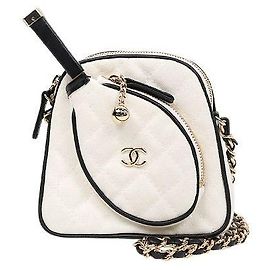 Chanel Mini borsa a tracolla a forma di racchetta da tennis bianca Bianco