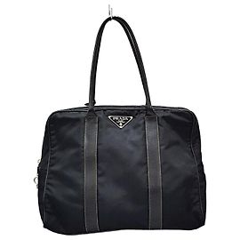 Prada Nylon Tote Shoulder Bag Black