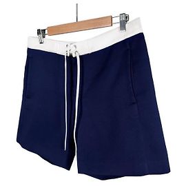 Miu Miu Men's Contrast Drawstring Satin Bermuda Shorts Blue