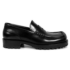 Dries Van Noten Mocassim de couro com bico quadrado preto Preto