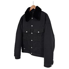Prada Men's Triangle Logo Shearling Padded Bomber Jacket Black Black