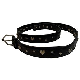 Saint Laurent Black Leather Belt with Studs Black