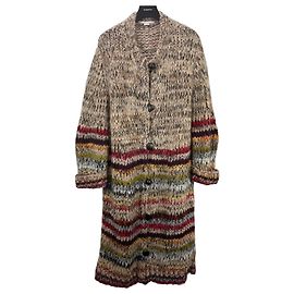 Stella Mc Cartney Cardigã de mistura de lã de alpaca listrado multicolorido Stella McCartney Marrom Multicor