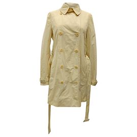 Stella Mc Cartney  Stella Mccartney Double-Breasted Belted Trench Coat in Yellow Polyester  Yellow