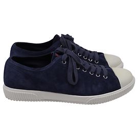 Sneakers basse con punta cap Prada Sport in suede blu navy Blu Blu navy