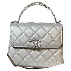Chanel 23P Kelly Small Borsa in agnello argento Argento