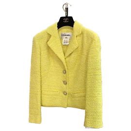 Abrigo Chanel de tweed amarillo limón Amarillo