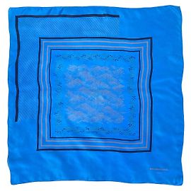 Balenciaga Lenço Quadrado de Chiffon de Seda Vintage Azul
