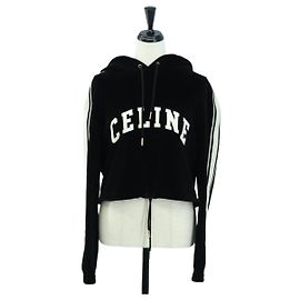 Céline GEMÜTLICHE CROPPED HOODIE AUS VELOURS SCHWARZ AUTH 176793M Schwarz