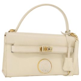 Sac à main en cuir Gianni Versace 2 en 1 Blanc Or Auth BA12237A Blanc Doré