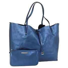 Autre Marque Bolso tote de cuero azul plateado Auth kk660A de TIFFANY&Co. Plata Azul