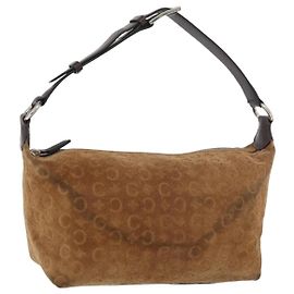 Céline Sac à main en toile Macadam C de CELINE en suède marron argent authentique 176369 Marron Argenté