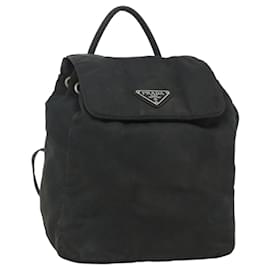 PRADA Backpack Nylon Black Silver Auth bs34471 Black Silvery