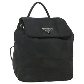 PRADA Rucksack aus schwarzem Nylon mit silberner Authentizität bs34471 Schwarz Silber