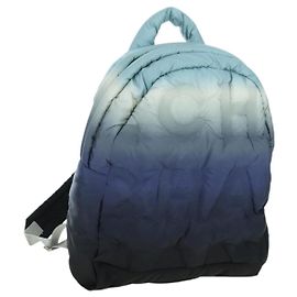 CHANEL Doudone Backpack Nylon Blue Silver CC Auth mr2366SAM Silvery Blue