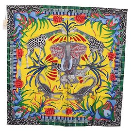Hermès HERMES Sciarpa Carré 90 "LA MARCHE DU ZAMBEZE" Sete Multicolore Auth 176082V Multicolore