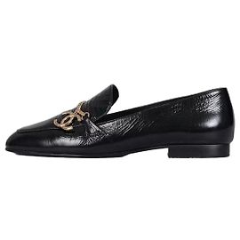 Sapatilhas de balé em couro preto Chanel com logo CC - Tamanho 38,5 usado Outro