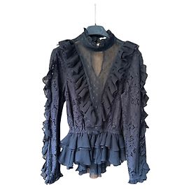 Autre Marque Black Lace and Ruffle Blouse Black