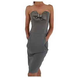 Grau trägerloses Kleid mit Schleifendetail von Emporio Armani Grau