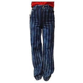 Jean large à rayures en denim Karl Lagerfeld Bleu