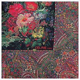 Sciarpa Céline in lana nera rossa verde multicolore Nero Rosso Multicolore Verde