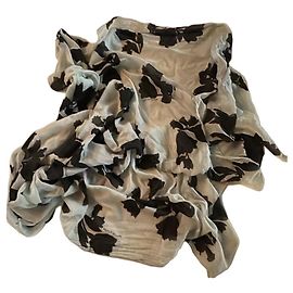 Autre Marque Foulard Manila Grace in cotone con stampa floreale nero e azzurro Nero Bianco