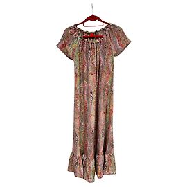 Vestido midi de seda estampado 120% Lino Multicolor