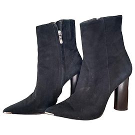 Barbara Bui black suede ankle boots with block heel Black
