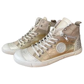 Goldene Pataugas High-Top-Sneaker Weiß Golden