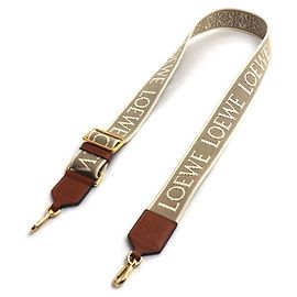 Cinghia a Spalla Loewe Anagram in Pelle di Vitello Beige Beige