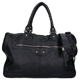 Balenciaga 340134 Agneau Mini Folder Schultertasche Schwarz