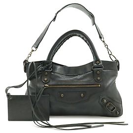 Balenciaga The First Handbag in Black Leather Black