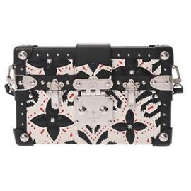 Borsa a spalla in pelle Petite Malle Louis Vuitton Nero Bianco Rosso