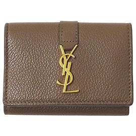 Saint Laurent Women's Tri-Fold Wallet Brown