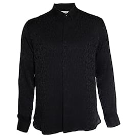 Camicia leopardata nera lucida e opaca Saint Laurent Nero