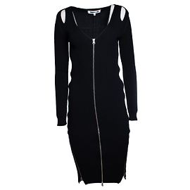 Alexander Mcqueen McQ, schwarzes Strickkleid mit Stretch Schwarz