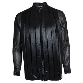 Camicia Lurex con pieghe Saint Laurent 2019 Nero