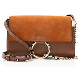 Chloé Borsa a Spalla Faye Small in Pelle Scamosciata di Vitello Chloe Marrone