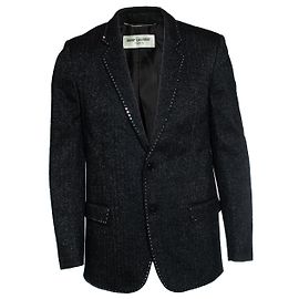 Saint Laurent, 19FW sequin embroidered trim blazer Grey