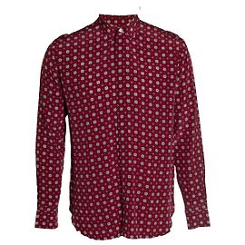 Camicia con stampa a rombi Saint Laurent Rosso Bordò