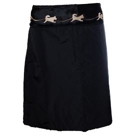 Saia de nylon preta com pele de pônei da Prada Preto