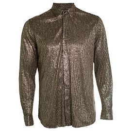 Camicia a righe in lurex nera e dorata Saint Laurent Multicolore