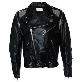 Céline Celine, Leather jacket with metal mesh Black