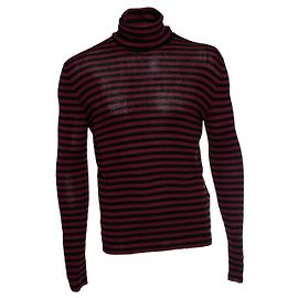 Saint Laurent, Pull rayé en noir et bordeaux Multicolore