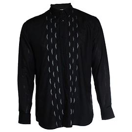 Saint Laurent, Camisa preta com traços de lurex em meia-lua Preto