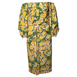 Vestido midi floral con cinturón Carolina Herrera Multicolor